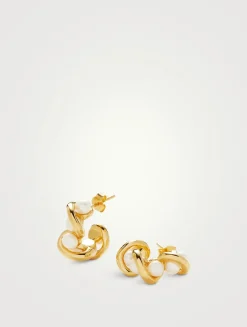 Molten Pearl Twisted Mini Double Hoop Earrings