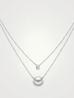Moonlight Layered Necklace With Akoya Pearl And Diamonds