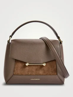 Mosaic Leather And Suede Top Handle Bag