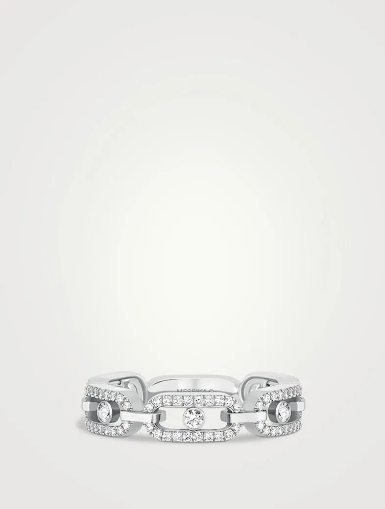 Move Link 18K Gold Pavé Ring With Diamonds