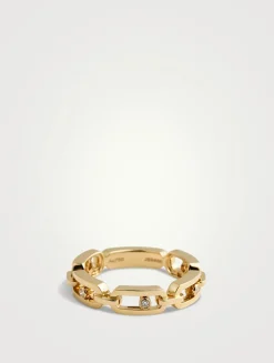 Move Link 18K Gold Ring With Diamonds