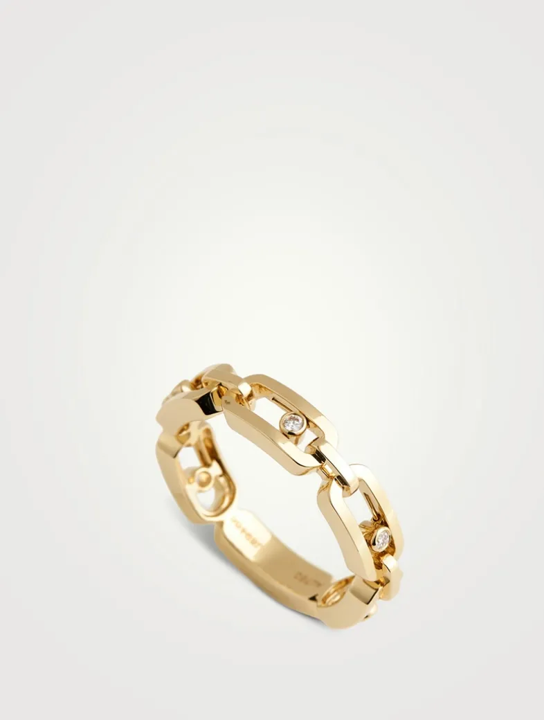 Move Link 18K Gold Ring With Diamonds