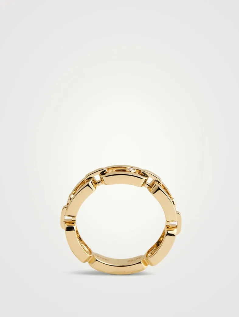 Move Link 18K Gold Ring With Diamonds