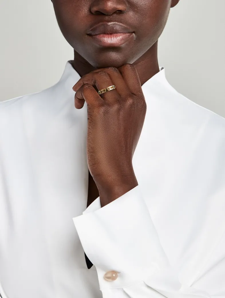 Move Link 18K Gold Ring With Diamonds