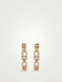Move Link 18K Rose Gold Hoop Earrings With Diamonds