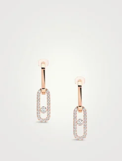 Move Link 18K Rose Gold Pendant Earrings With Diamonds
