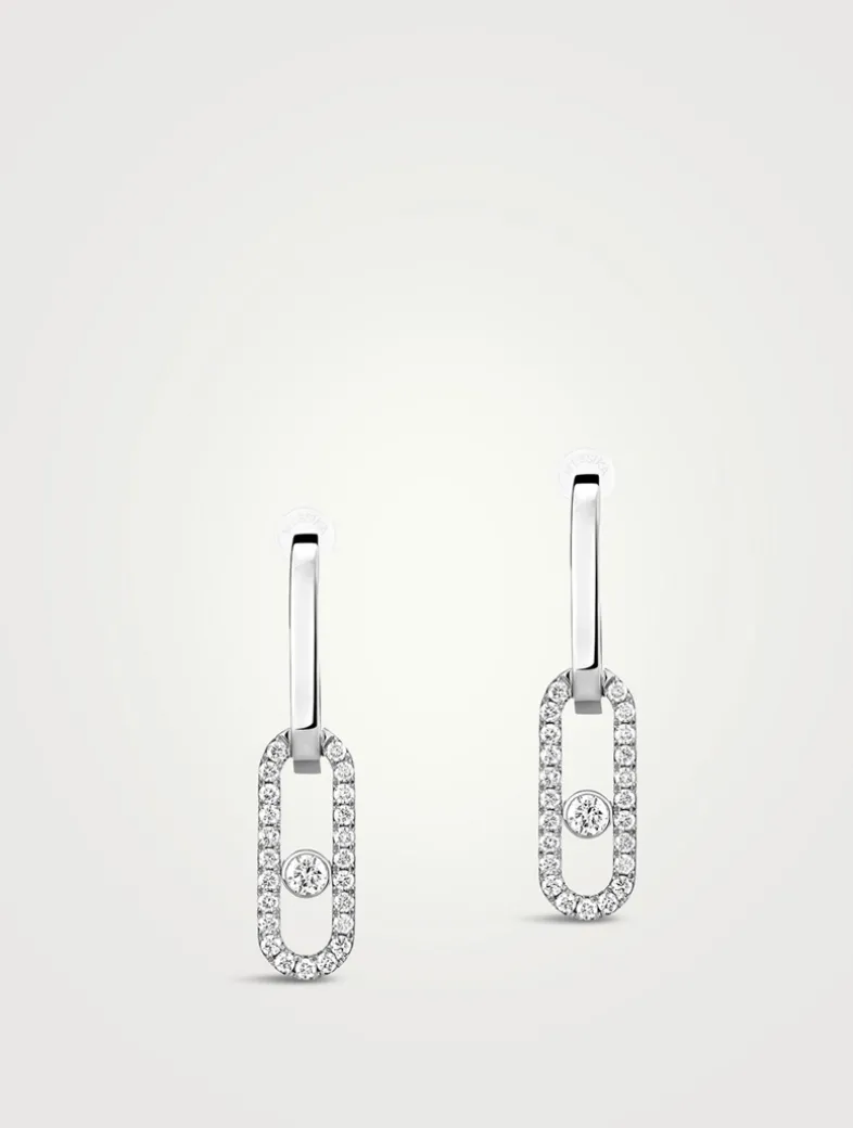 Move Link 18K White Gold Transformable Earrings With Diamonds