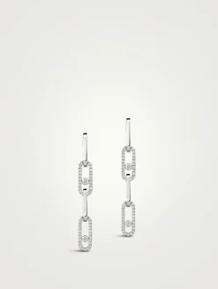 Move Link 18K White Gold Transformable Earrings With Diamonds
