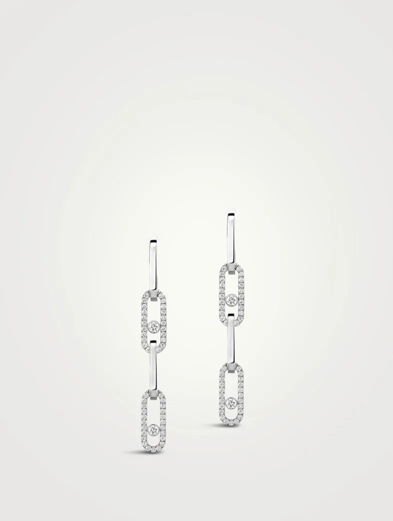 Move Link 18K White Gold Transformable Earrings With Diamonds