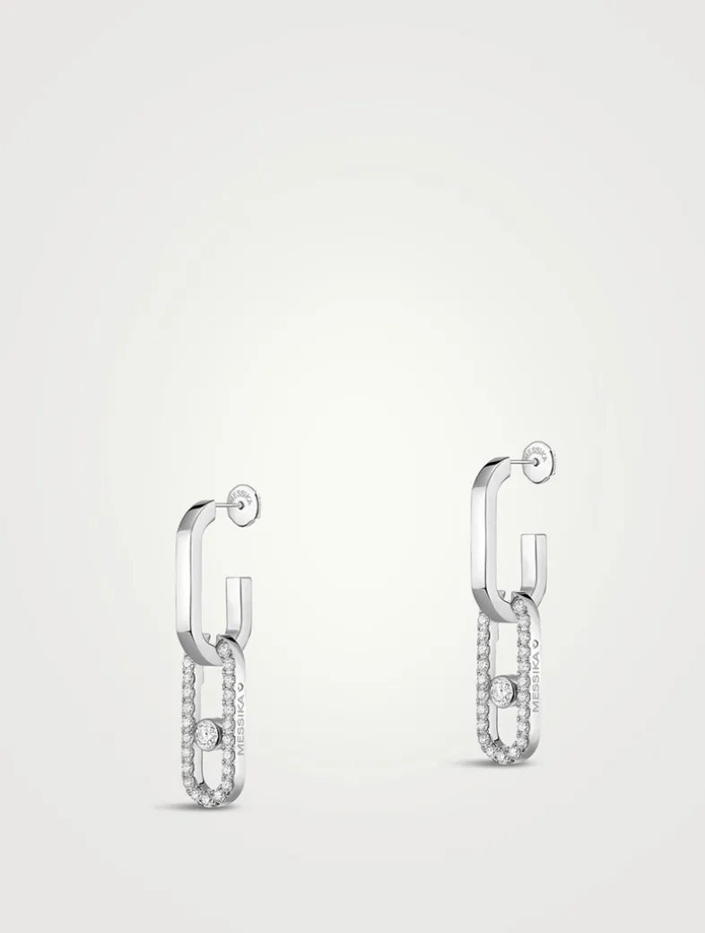 Move Link 18K White Gold Transformable Earrings With Diamonds