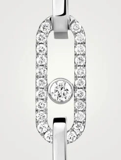 Move Link 18K White Gold Transformable Earrings With Diamonds
