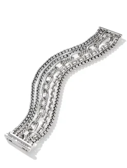 Multi Row Chain Bracelet In Sterling Silver