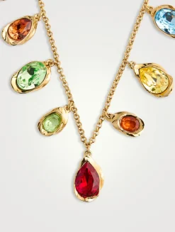 Multicolour Pear Crystal Chain Necklace