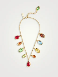 Multicolour Pear Crystal Chain Necklace