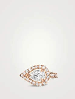 My Twin Top Rose Gold Mono Earring With Pear Diamond