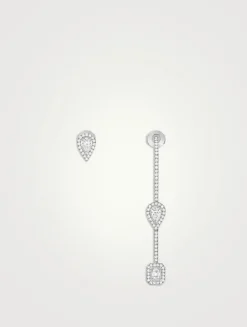 My Twin White Gold Hook And Stud Earrings With Diamonds