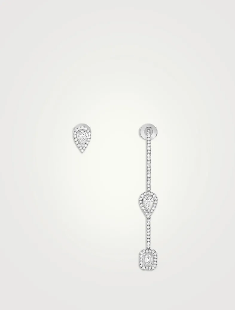 My Twin White Gold Hook And Stud Earrings With Diamonds