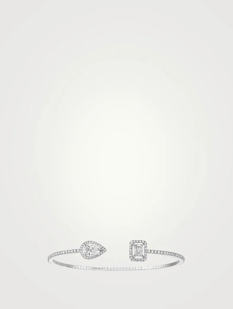 My Twin White Gold Skinny Bangle Bracelet With Diamonds