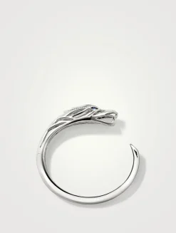 Naga Cuff Bracelet With Pavé Diamonds And Blue Sapphire