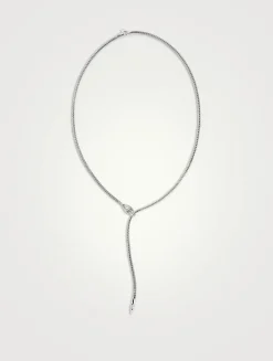 Naga Silver 2.5mm Mini Chain Necklace With Blue Sapphire Eyes