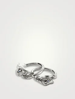 Naga Sterling Silver Hoop Earrings With Blue Sapphire Eyes