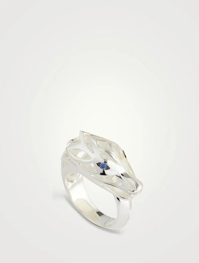 Naga Sterling Silver Ring With Sapphire