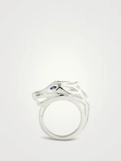 Naga Sterling Silver Ring With Sapphire