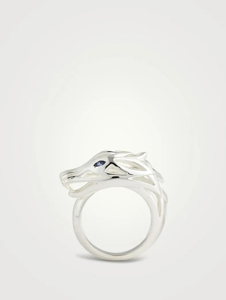 Naga Sterling Silver Ring With Sapphire