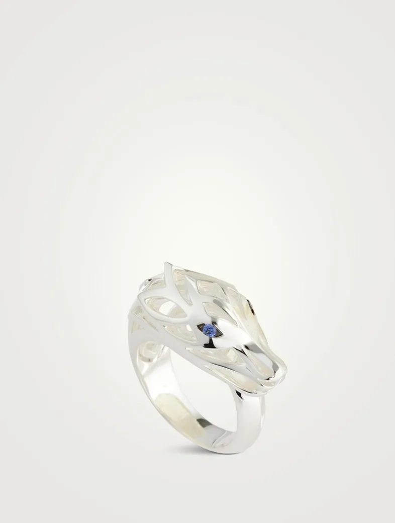 Naga Sterling Silver Ring With Sapphire