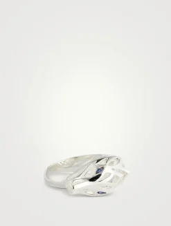 Naga Sterling Silver Ring With Sapphire