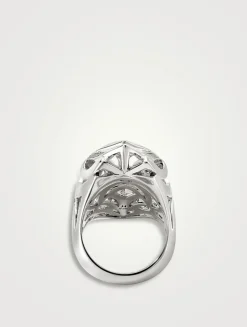 Naga Sterling Silver Ring With Blue Sapphire And Pavé Diamonds