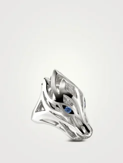 Naga Sterling Silver Ring With Blue Sapphire