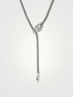 Naga Sterling Silver Y Necklace With Diamonds And Blue Sapphire