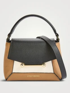 Nano Mosaic Leather Top Handle Bag