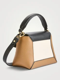 Nano Mosaic Leather Top Handle Bag