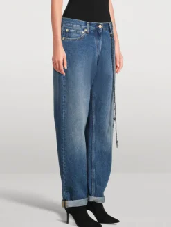 Naomi Straight-Leg Jeans With Wallet Chain
