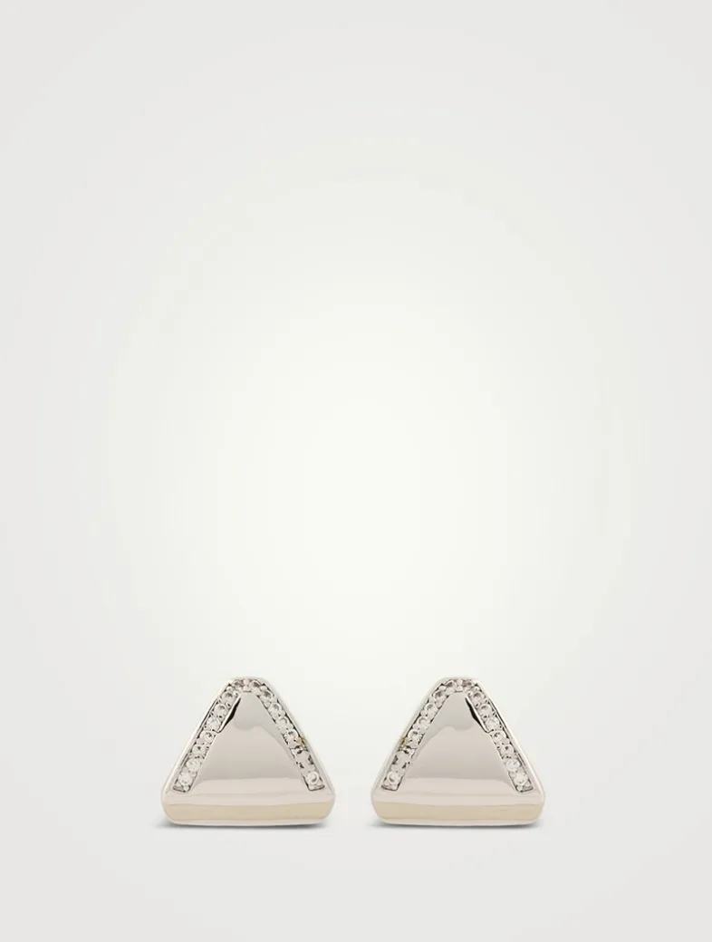 Night Swim Pavé Shield Stud Earrings