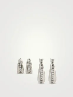 Night Swim Pavé Wave Huggie Hoop Earrings Set