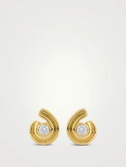 Night Swim Wave Bezel Twist Stud Earrings