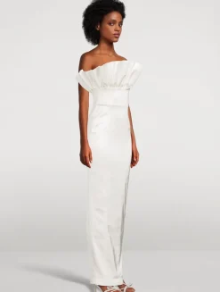 Noah Ruffled Satin Gown