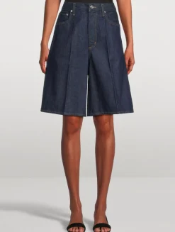 Nolan Wide-Leg Denim Shorts