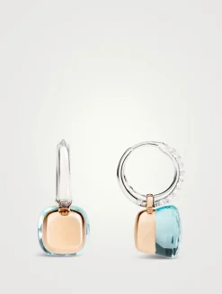 Nudo Classic 18K White And Rose Gold Earrings With Sky Blue Topaz And Diamonds