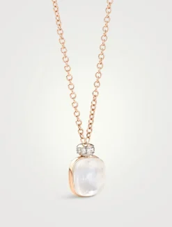 Nudo Classic Pendant Necklace With White Topaz, Mother-Of-Pearl And Diamonds