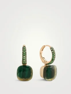 Nudo Earrings With Prasiolite, Malachite And Tsavorite