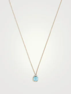 Nudo Mini 18K Rose Gold And White Gold Pendant Necklace With Sky Blue Topaz And Diamonds