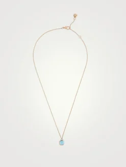 Nudo Mini 18K Rose Gold And White Gold Pendant Necklace With Sky Blue Topaz And Diamonds