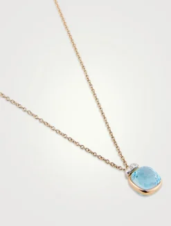 Nudo Mini 18K Rose Gold And White Gold Pendant Necklace With Sky Blue Topaz And Diamonds