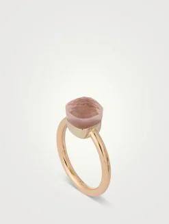 Nudo Petit 18K Rose And White Gold Ring With Rose Quartz