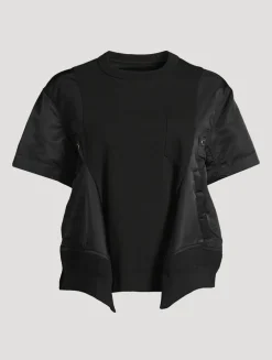 Nylon Twill Mix Sweatshirt