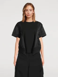 Nylon Twill Mix Sweatshirt